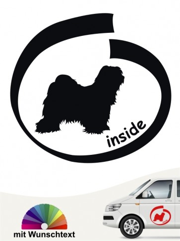 Tibet Terrier inside Sticker mit Wunschtext anfalas.de