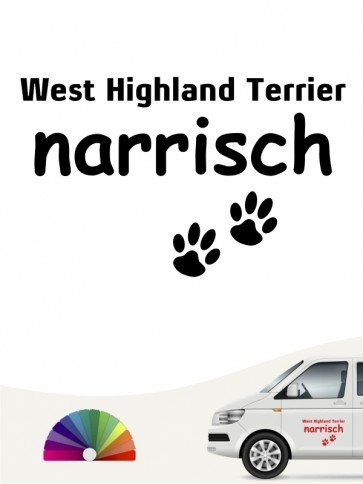 Hunde-Autoaufkleber West Highland Terrier narrisch von Anfalas.de