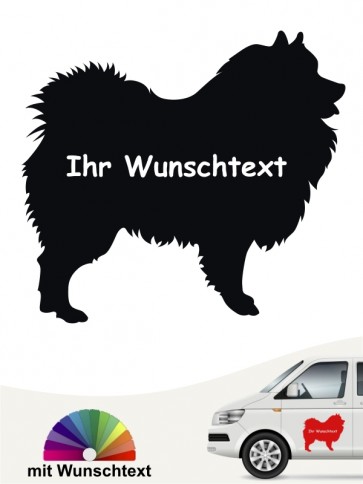 Wolfsspitz Silhouette Autoaufkleber mit Wunschtext anfalas.de
