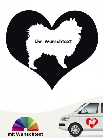 Wolfsspitz / Keeshond Sticker Herzmotiv mit Wunschname anfalas.de