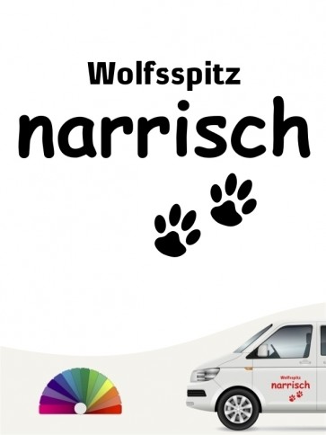 Hunde-Autoaufkleber Wolfsspitz narrisch von Anfalas.de