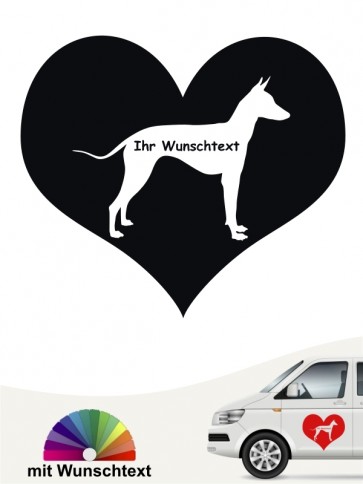 Xoloitzcuintle Herzmotiv mit Wunschtext Autoaufkleber anfalas.de
