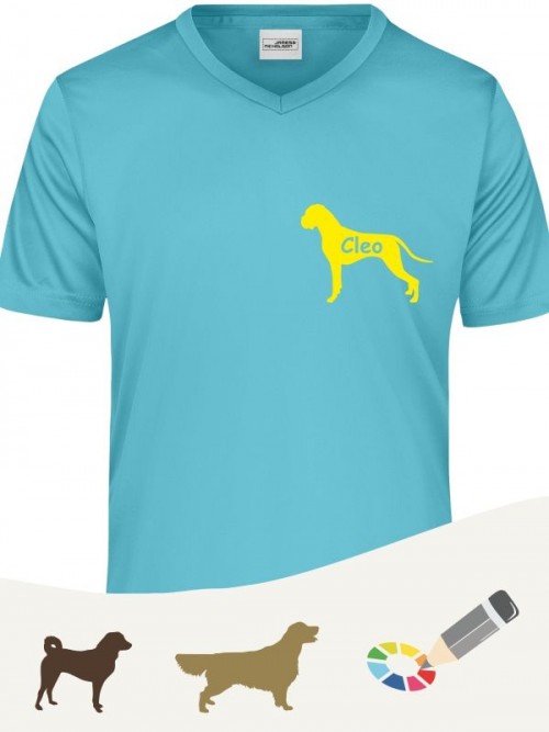 Herren Active V-Shirt mit Hundemotiv anfalas .de
