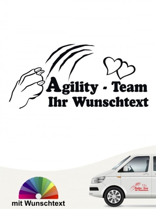 Agility Team Heckscheibenaufkleber mit Wunschtext von anfalas.de