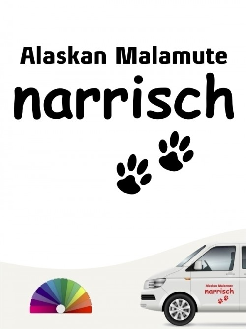 Hunde-Autoaufkleber Alaskan Malamute narrisch von Anfalas.de