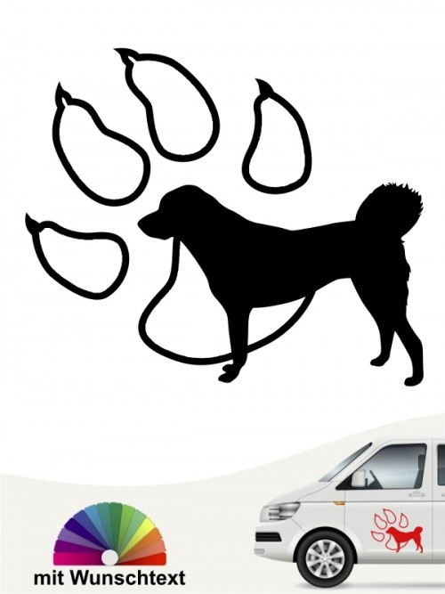 Anatolischer Hirtenhund Silhouette mit Pfote und Wunschtext anfalas.de