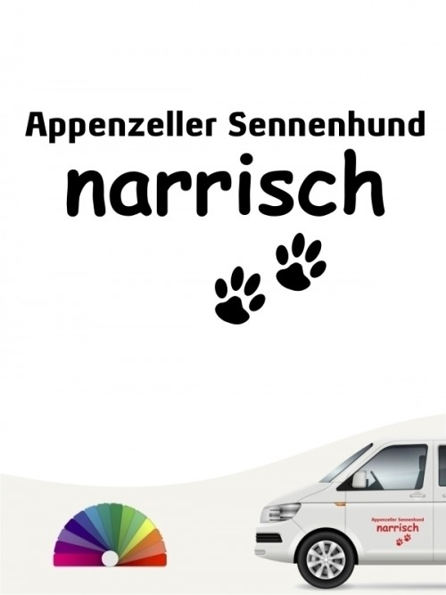 Hunde-Autoaufkleber Appenzeller Sennenhund narrisch von Anfalas.de