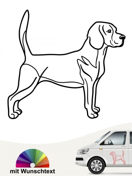 Beagle Autoaufkleber mit Wunschtext anfalas.de