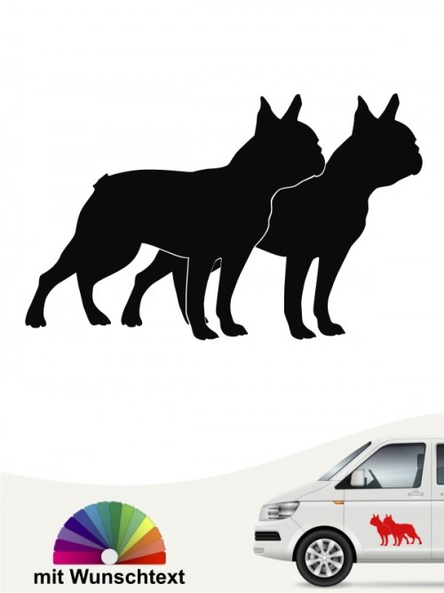 Boston Terrier doppel Silhouette mit Wunschtext anfalas.de
