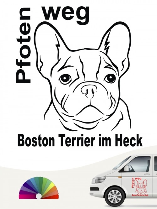 Boston Terrier Pfoten weg im Heck Aufkleber anfalas.de 