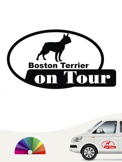 Boston Terrier on Tour Heckscheibenaufkleber anfalas.de