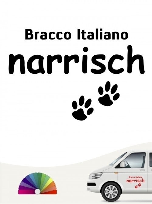 Hunde-Autoaufkleber Bracco Italiano narrisch von Anfalas.de