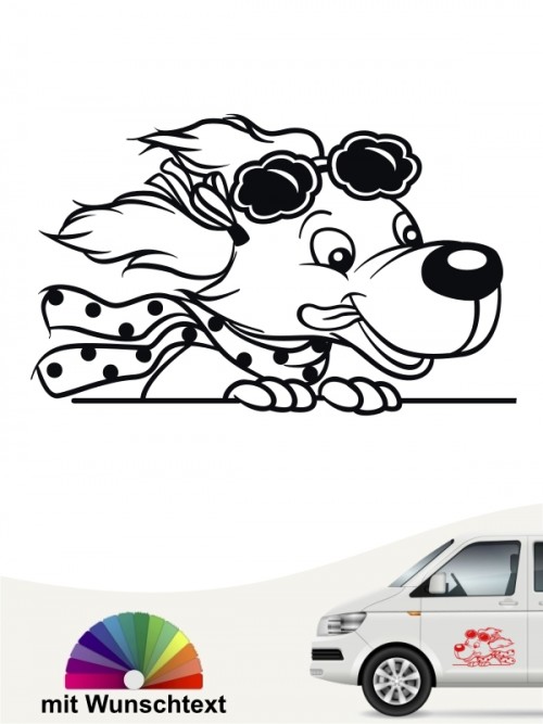 Comic Hunde Autoaufkleber mit Wunschtext von anfalas.de