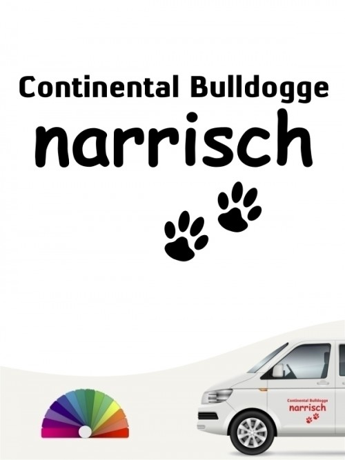 Hunde-Autoaufkleber Continental Bulldogge narrisch von Anfalas.de