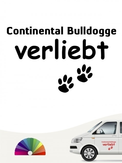 Hunde-Autoaufkleber Continental Bulldogge verliebt von Anfalas.de