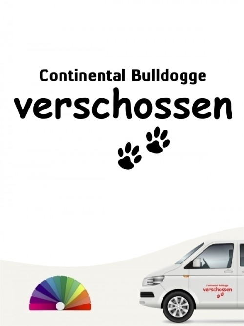 Hunde-Autoaufkleber Continental Bulldogge verschossen von Anfalas.de
