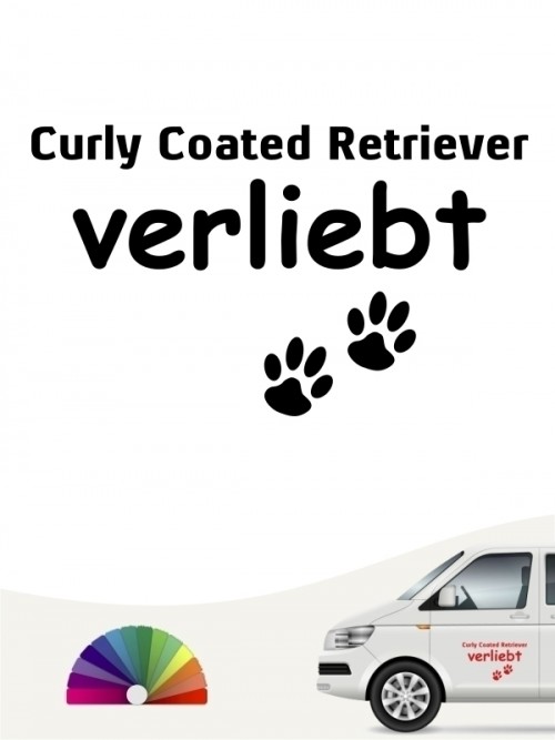 Hunde-Autoaufkleber Curly Coated Retriever verliebt von Anfalas.de