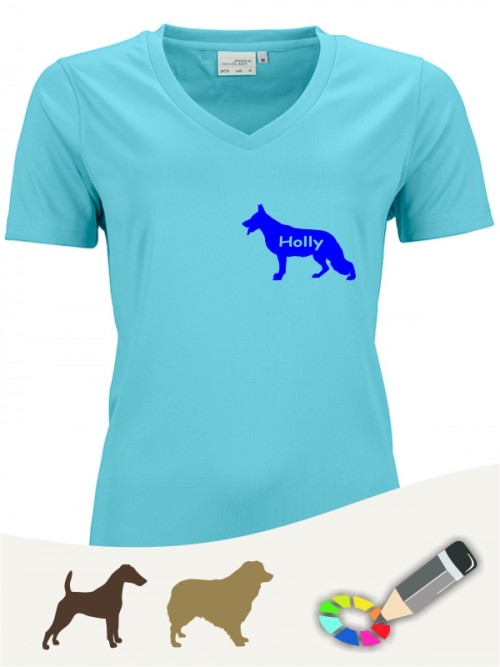  Damen Active V-Shirt für Hundefreunde