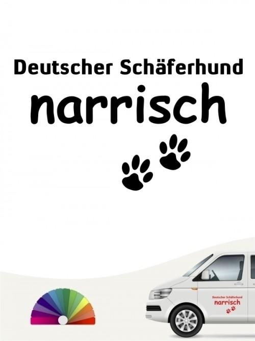 Hunde-Autoaufkleber Deutscher Schäferhund narrisch von Anfalas.de
