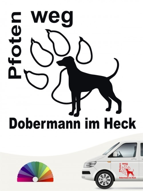 Dobermann Autoaufkleber Pfoten weg anfalas.de