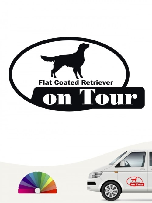Flat Coated Retriever on Tour Autosticker anfalas.de