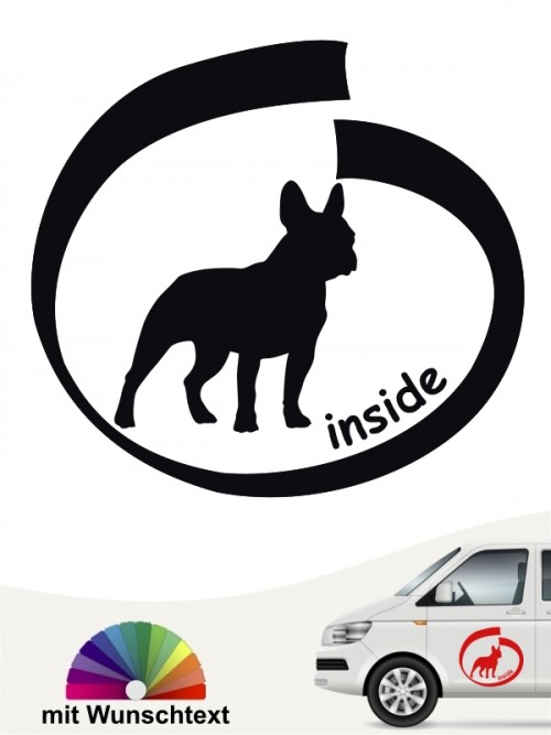 Französische Bulldogge inside Hundeaufkleber mit Wunschname anfalas.de