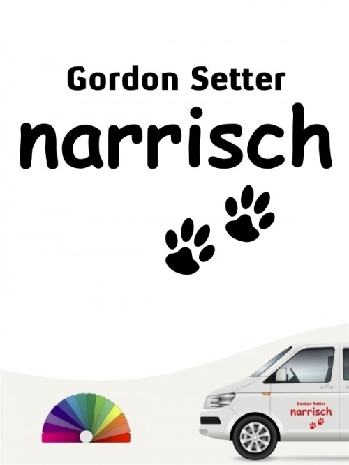 Hunde-Autoaufkleber Gordon Setter narrisch von Anfalas.de