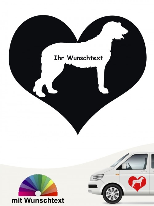 Irish Wolfhound Herzmotiv Aufkleber mit Wunschtext von anfalas.de