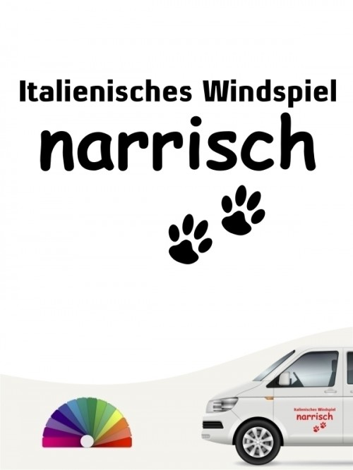 Hunde-Autoaufkleber Italienisches Windspiel narrisch von Anfalas.de