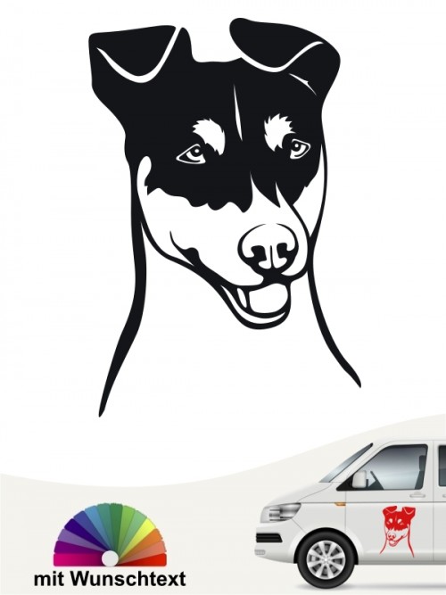 Jack Russell Terrier Hundekopf Autosticker mit Wunschtext von anfalas.de