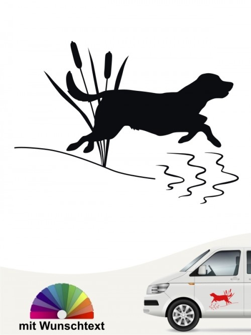 Labrador Autosticker am Wasser mit Wunschtext von anfalas.de