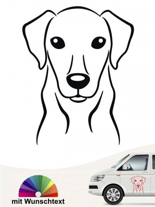 Labrador Retriever Comic Hunde Kopf Autoaufkleber mit Wunschtext von anfalas.de
