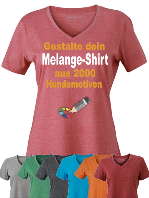 Melange V-Shirt für Hundefreunde