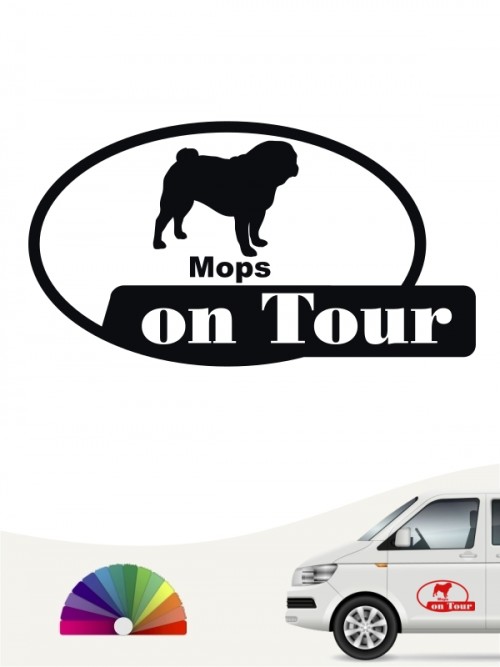Mops on Tour Hundeaufkleber von anfalas.de