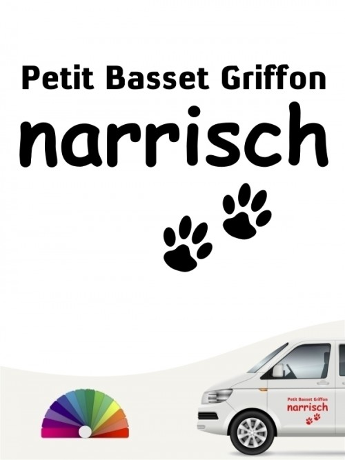 Hunde-Autoaufkleber Petit Basset Griffon narrisch von Anfalas.de