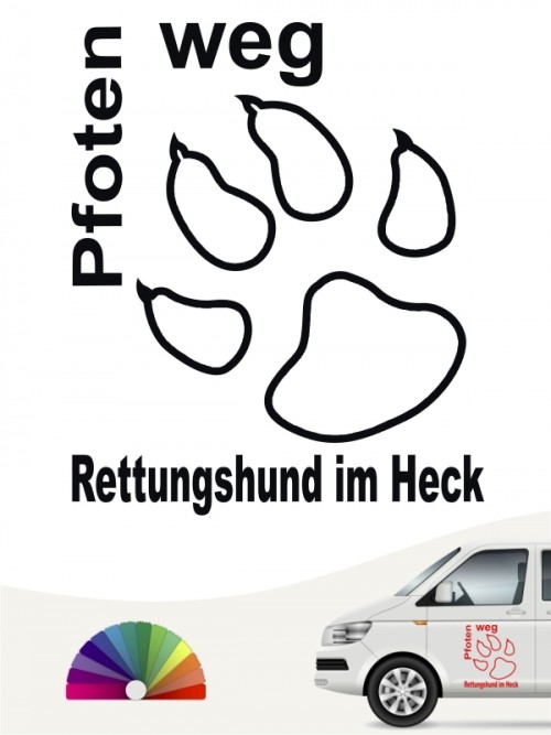 Pfoten weg Rettungshund im Heck Aufkleber von anfalas.de